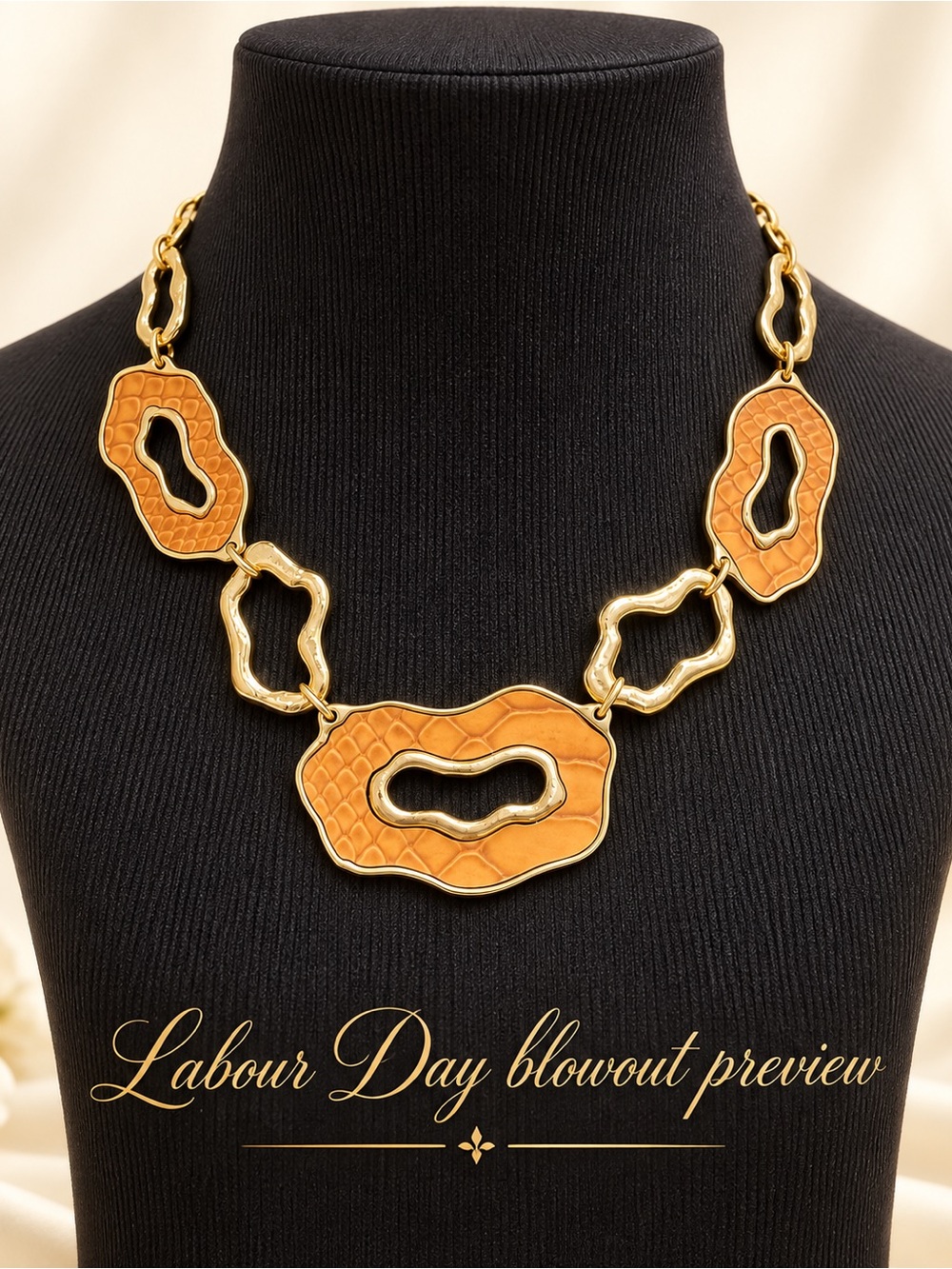 Gold & AmberSerpent ABSTRACT Statement Necklace - Women Jewelry